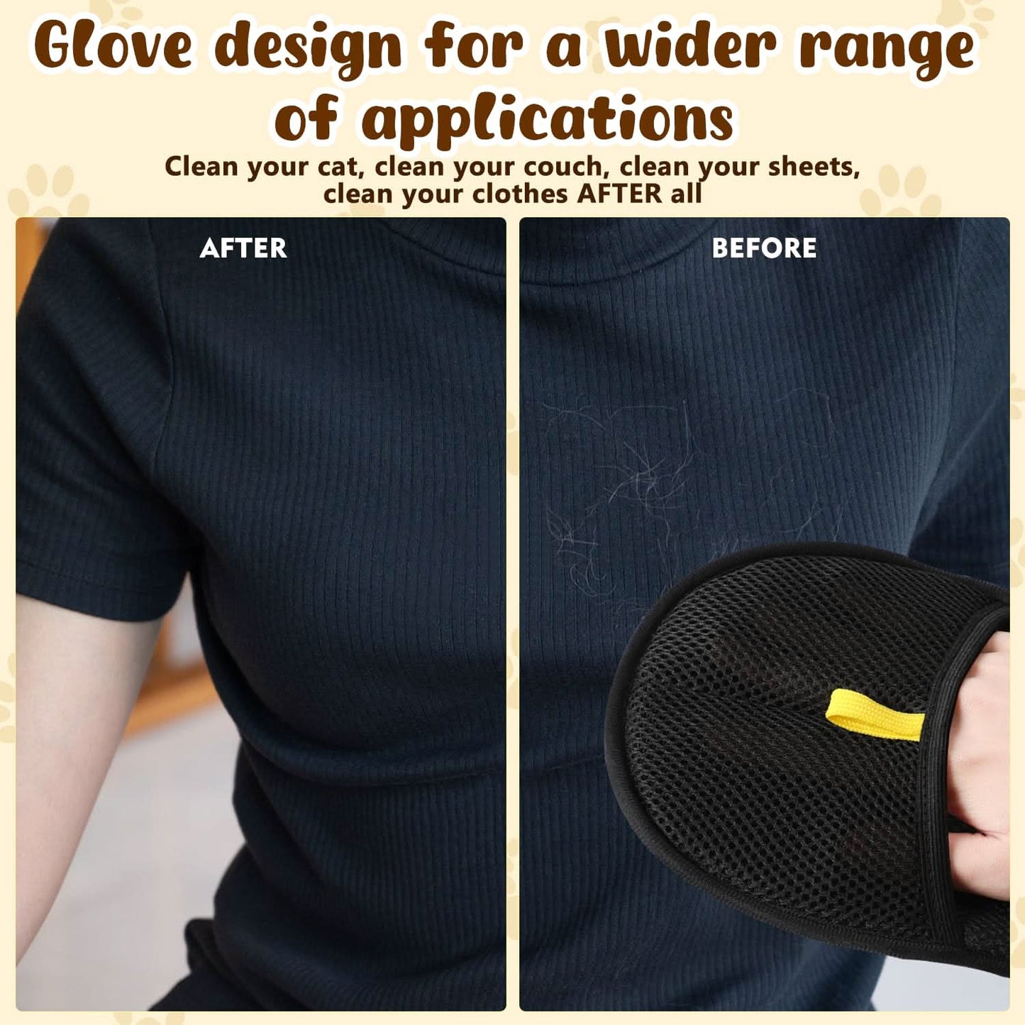 Pet Hair Removal Anti-Static Gloves - Highly Effective, Soft Silicone Material, Washable and Reusable (Home + Car Use)