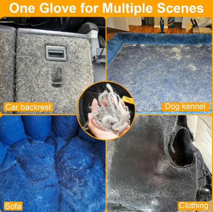 Pet Hair Removal Anti-Static Gloves - Highly Effective, Soft Silicone Material, Washable and Reusable (Home + Car Use)